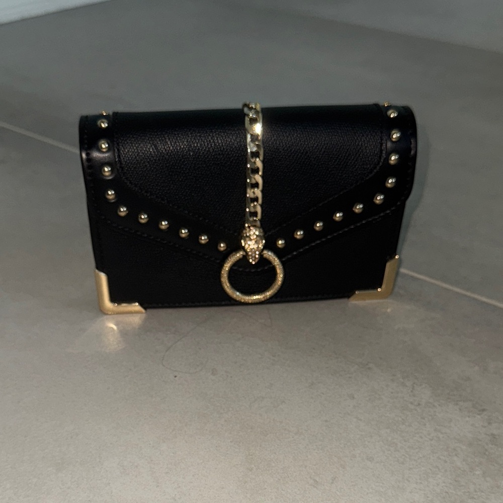 Black Studded Chain Clutch